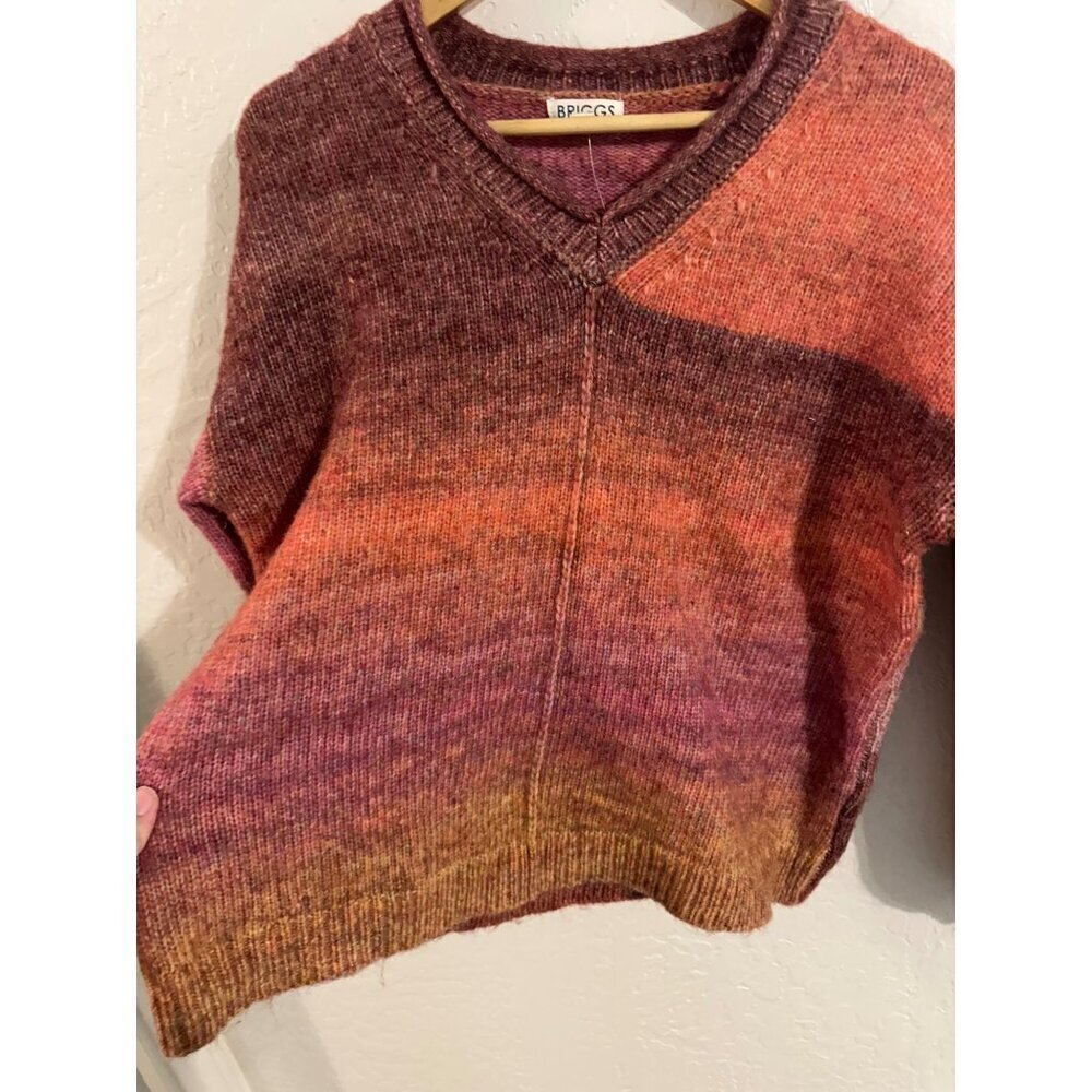 Y NWT Briggs Cozy Vneck Ombré watercolor Long Sleeved Poly/wool Knit Sweater - Picture 4 of 10